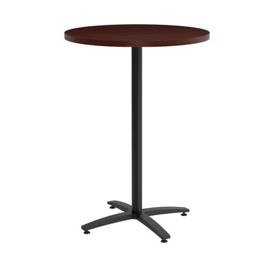 Union & Scale Workplace2.0™ Multipurpose 30 Round Mahogany Laminate Bistro Height Black Base Table