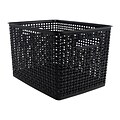 Plastic Weave Bin; Black, Large