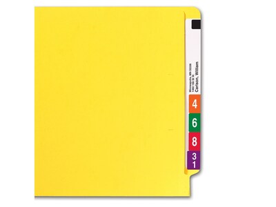 Smead Colored End Tab File Folder, Shelf-Master Reinforced Straight-Cut Tab, Letter Size, Yellow, 10