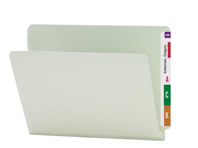 Smead® End Tab Pressboard File Folder, Straight-Cut Tab, 1 Expansion, Letter Size, Gray/Green, 25/B