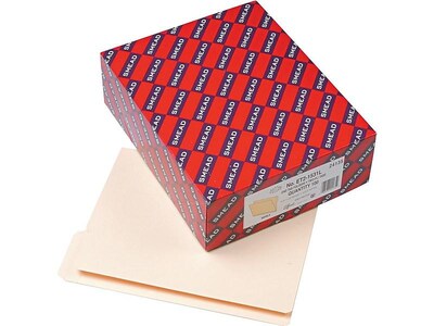 Smead® End Tab File Folder, Shelf-Master® Reinforced 1/3-Cut Tab Top Position, Letter Size, Manila,