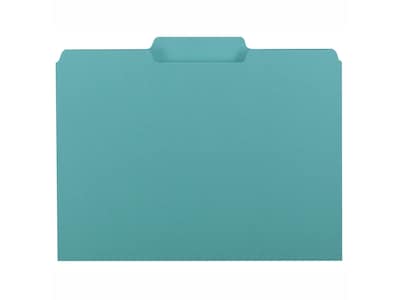 Smead® Interior File Folder, 1/3-Cut Tab, Letter Size, Aqua, 100/Box (10235)