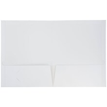 JAM Paper® Laminated Two-Pocket Glossy Presentation Folders, White, 6/Pack (103489D)
