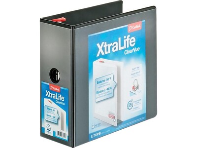 Cardinal XtraLife ClearVue Heavy Duty 5 3-Ring Non-View Binders, D-Ring, Black (26351CB)
