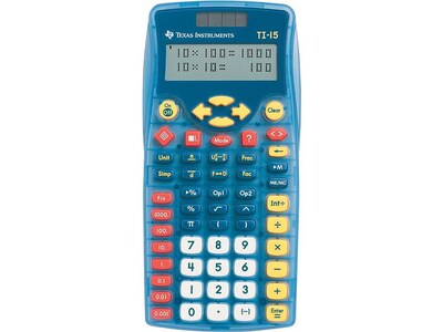 Texas Instruments Explorer 11-Digit Battery/Solar Powered Scientific Calculator, Blue (TI-15)