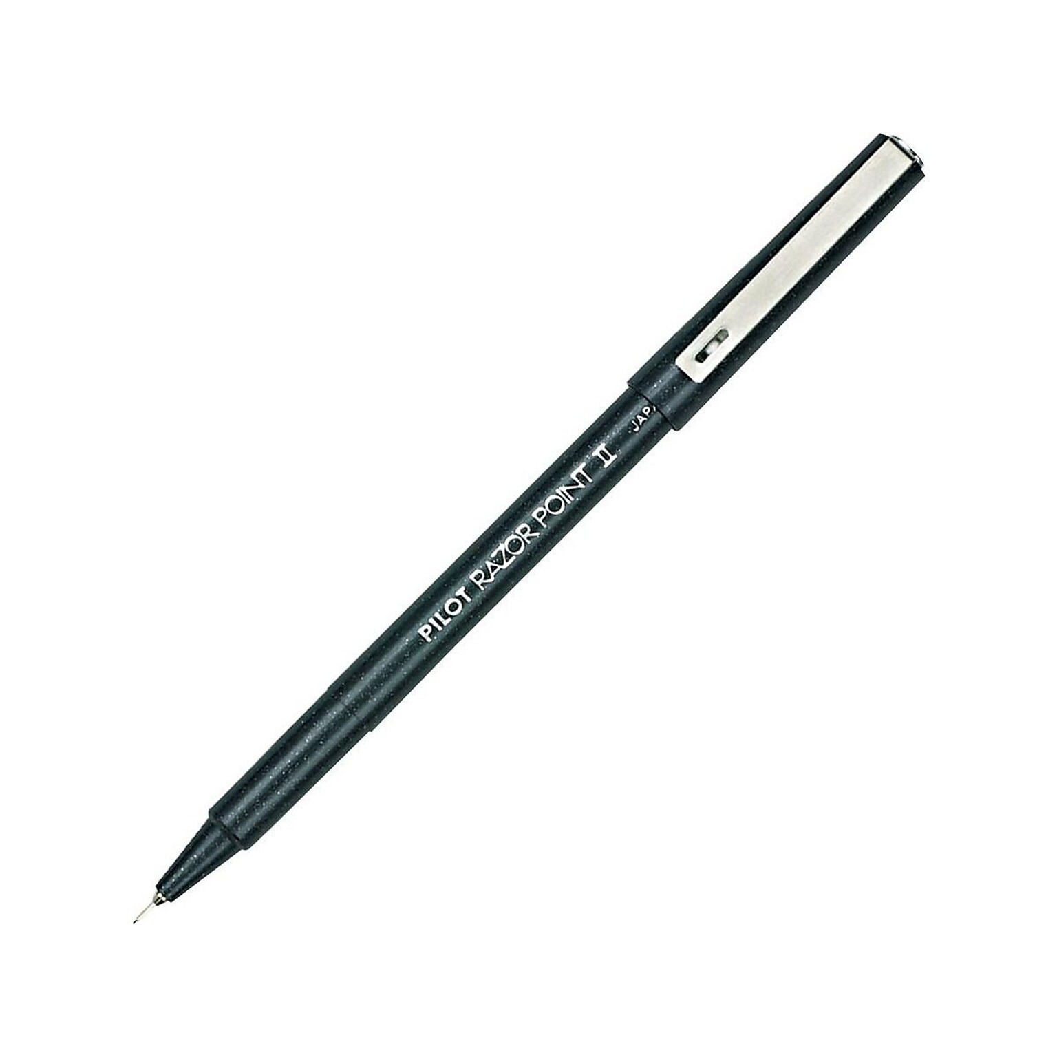 Pilot Razor Point II Marker Pens, Super Fine Point, Black Ink, Dozen (11009)