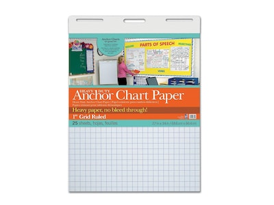 Pacon 27W x 34H Graph Writing Paper, White, 25 Sheets/Pad (3372)