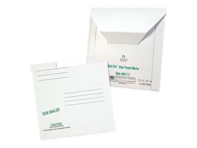 6" x 5.88" CD & DVD Mailer, White, 10/Box (QUA64112)