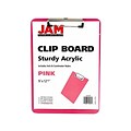 JAM Standard Plastic Clipboard, Translucent Pink (340926883)