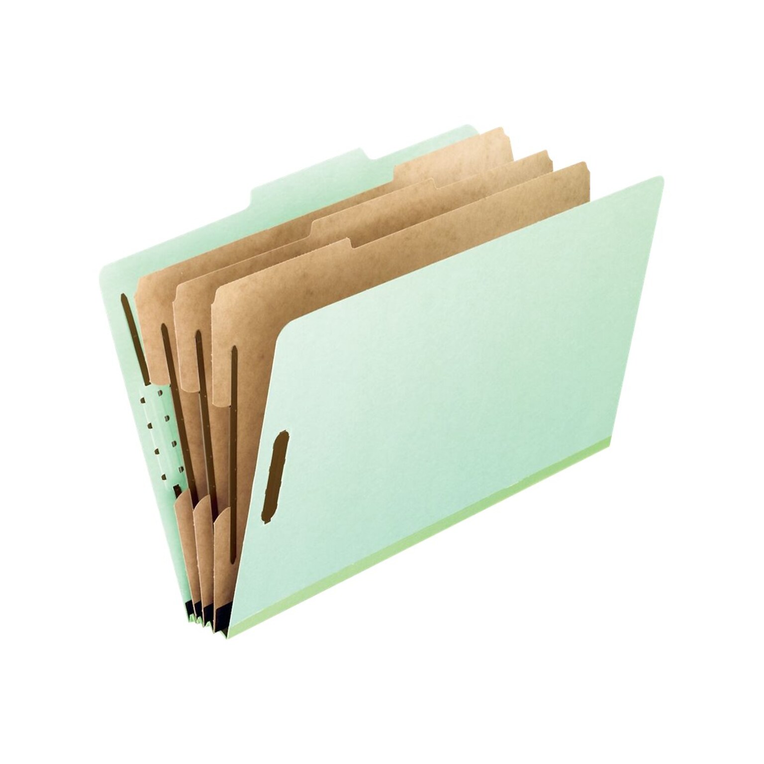 Pendaflex Top Tab Pressboard Classification Folder, 3 Partitions/8 Fasteners, Green, Letter Size, Holds 8 1/2 x 11