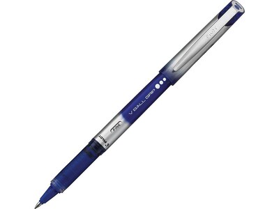 Pilot VBall Grip Rollerball Pens, Fine Point, Blue Ink, Dozen (35571)