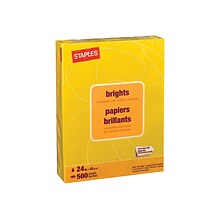 Staples® Brights Multipurpose Paper, 24 lbs., 8.5 x 11, Yellow, 500/Ream (20102)