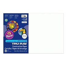 Tru-Ray 12 x 18 Construction Paper, White, 50 Sheets (P103058)