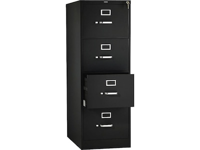 HON 510 Series 4-File Drawers Vertical File Cabinet, Legal Size, Lockable, 51.97"H x 18.27"W x 25"D, Black (514CPP)