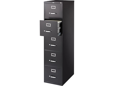 Quill Brand® Commercial 5 File Drawer Vertical File Cabinet, Locking, Black, Letter, 26.5"D (21917D)