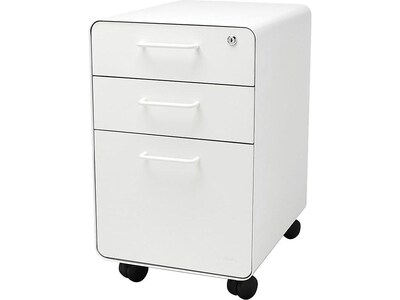 Poppin Stow 3-Drawer Vertical File Cabinet, Locking, Letter/Legal, White, 20"D (100915)