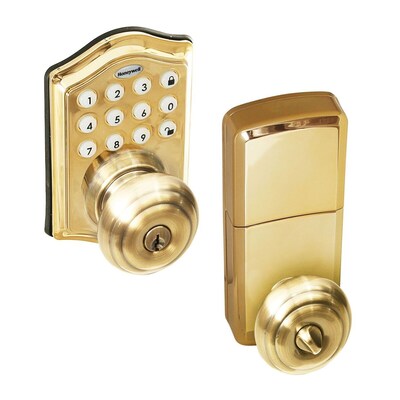 Honeywell Electronic Entry Knob Door Lock, Polished Brass (8732001)