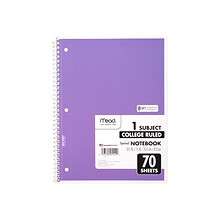 Mead 1-Subject Notebooks, 8 x 10.5, College Ruled, 70 Sheets (MEA05512)