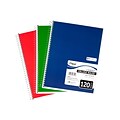 Mead Spiral 3-Subject Notebooks, 8.5 x 11, College Ruled, 120 Sheets, Assorted Colors, Each (06710