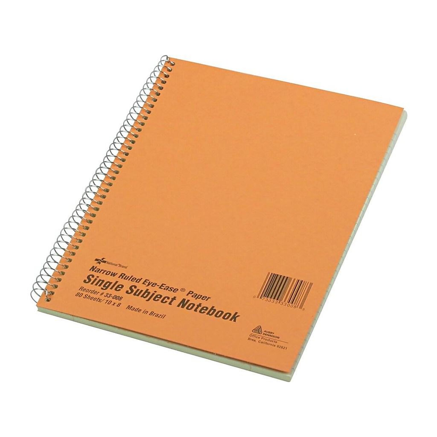 National Brand Brown Board Cover 1-Subject Notebooks, 8 x 10, Narrow Ruled, 80 Sheets, Brown (RED33008)