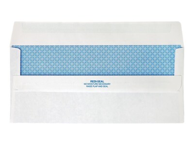 Quality Park Redi-Seal Security Tinted #10 Window Envelope, 4 1/8" x 9 1/2", White Wove, 500/Box (21418)