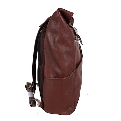 Mcklein Leather Dual Access Laptop Backpack, Kennedy, Pebble Grain Calfskin Leather, Brown (88734)
