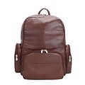 Mcklein Leather Dual Compartment Laptop Backpack, Cumberland, Pebble Grain Calfskin Leather, Brown (