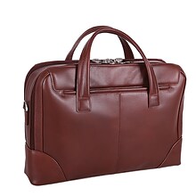 Mcklein Leather Dual Compartment Laptop Briefcase, Harpswell, Top Grain Cowhide Leather, Brown (8856