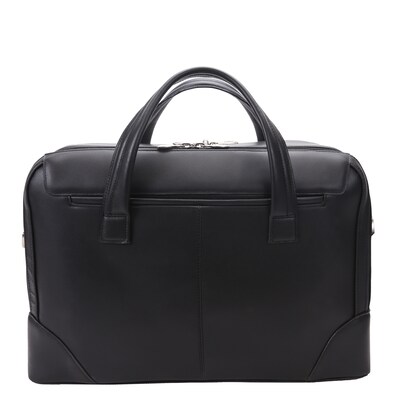 Mcklein Leather Dual Compartment Laptop Briefcase, Harpswell, Top Grain Cowhide Leather, Black (8856