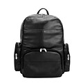 Mcklein Leather Dual Compartment Laptop Backpack, Cumberland, Pebble Grain Calfskin Leather, Black (