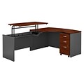 Bush Business Furniture Westfield 60W Left Hand 3 Position Sit to Stand L Desk w/ File Cabinet, Han