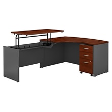 Bush Business Furniture Westfield 60W Left Hand 3 Position Sit to Stand L Desk w/ File Cabinet, Han