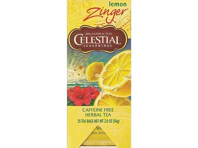 Celestial Seasonings Zinger Lemon Tea Bags, 25/Box (31010)