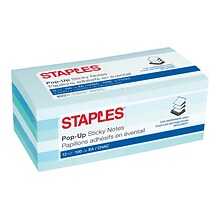 Staples® Pop-up Notes, 3 x 3, Ocean Views Collection, 100 Sheet/Pad, 12 Pads/Pack (S-33WCP12)