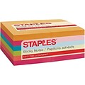 Staples® Notes, 3 x 5, Sorbet Collection, 100 Sheet/Pad, 12 Pads/Pack (S-35BR12)