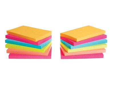 Staples® Notes, 3" x 5", Sorbet Collection, 100 Sheet/Pad, 12 Pads/Pack (S-35BR12)