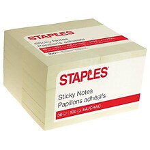 Staples® Recycled Notes, 3 x 3, Sunshine Collection, 100 Sheet/Pad, 36 Pads/Pack (S-33YR36)