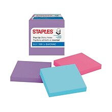 Pop-Up Notes, Assorted Bold Colors, 3 x 3, 6 Pads/Pack (S-33BOP6)