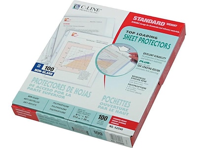 C-Line Standard Weight Sheet Protector, Non Glare, 11 x 8-1/2, Clear, 100/Box (62048)