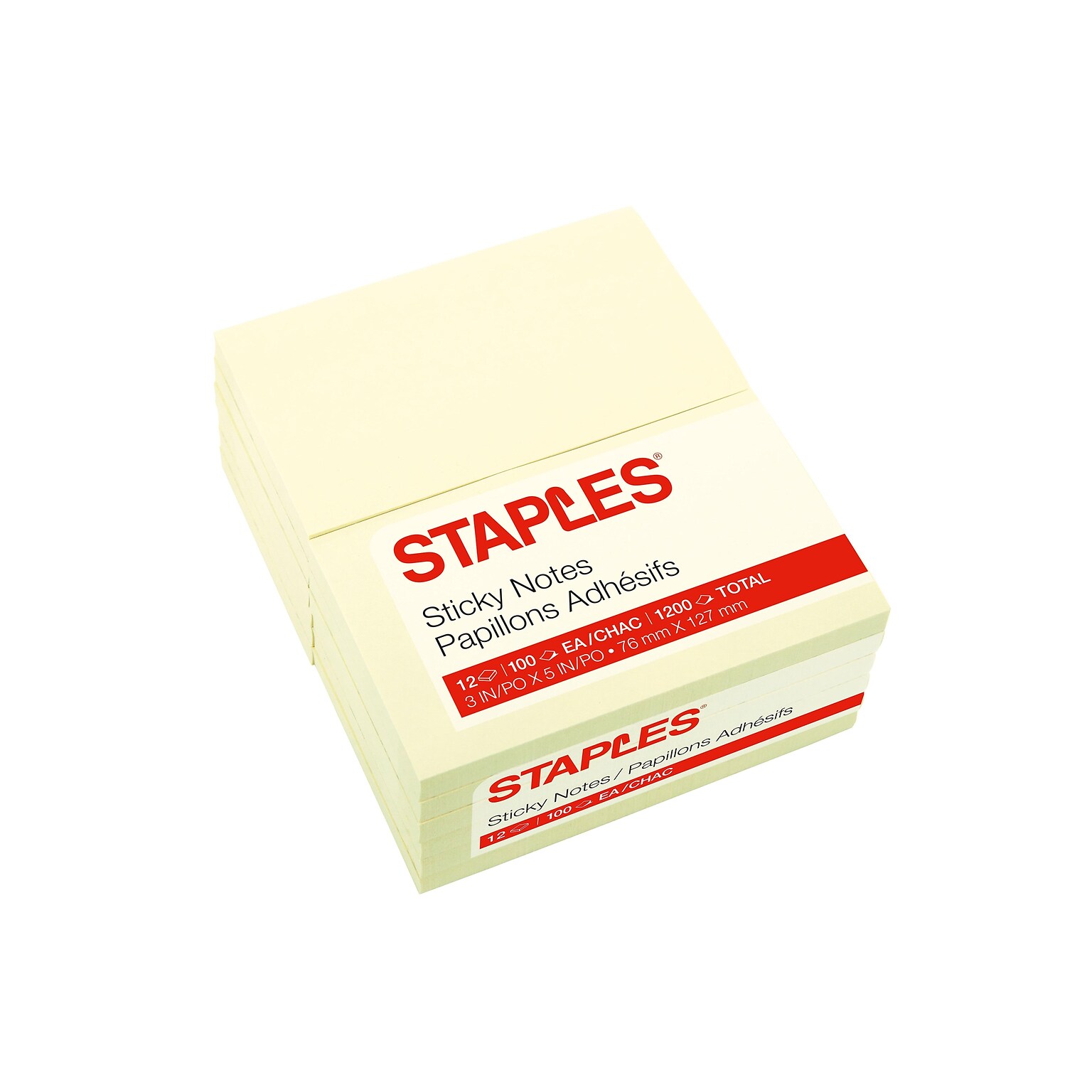 Staples® Recycled Notes, 3 x 5, Sunshine Collection, 100 Sheet/Pad, 12 Pads/Pack (S-35YR12/52571)