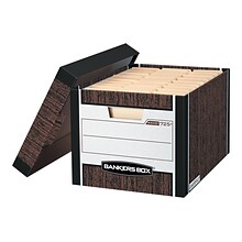 Bankers Box R-Kive® Heavy-Duty FastFold File Storage Boxes, Lift-Off Lid, Letter/Legal Size, Woodgra