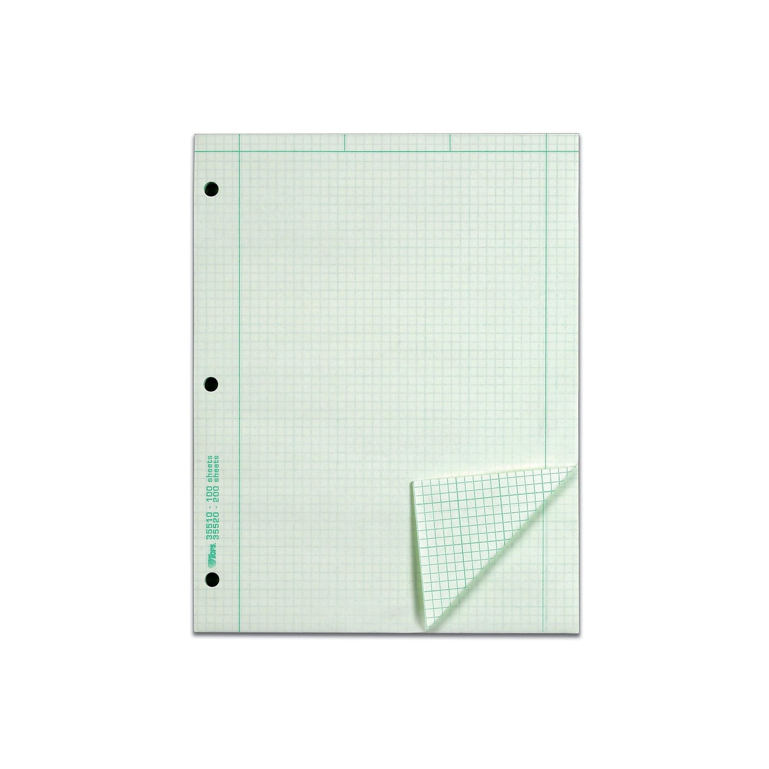 TOPS Engineering Computation Notepad, 8.5 x 11, Graph Ruled, Green tint, 100 Sheets/Pad (TOP 35510)
