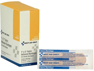 First Aid Only 1 x 3 Fabric Adhesive Bandages, 50/Box (G121/51006)
