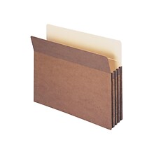 Smead 100% Recycled File Pockets, 3.5 Expansion, Letter Size, Brown, 25/Box (73205)