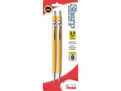 Pentel Sharp Mechanical Pencil, 0.9mm, #2 Medium Lead, 2/Pack (P209BP2-K6)