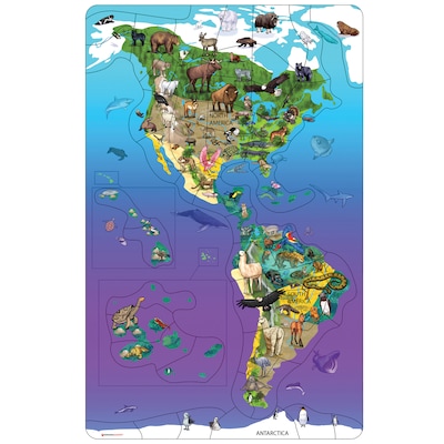 Dowling Magnets Animal Magnetism® Magnetic Wildlife Map Puzzle: North & South America, Grades PreK-4