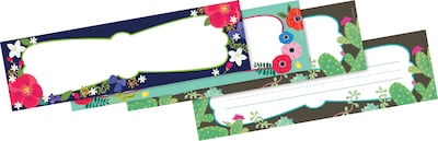 Barker Creek Double-Sided Bulletin Board Signs / Name Plates, Petals & Prickles, Multi-Design Set, 3