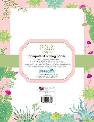 Barker Creek Prickles Computer Paper, 8 ½” x 11, 50 Sheets/Pack (BC701)