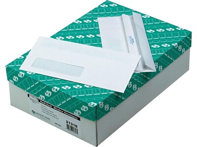 Quality Park Redi-Seal #10 Window Envelopes, 4 1/8 x 9 1/2, White Wove, 500/Box (21318)