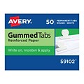 Avery Round Gummed Index Tabs, 1/2, White, 50/Pack (59102)